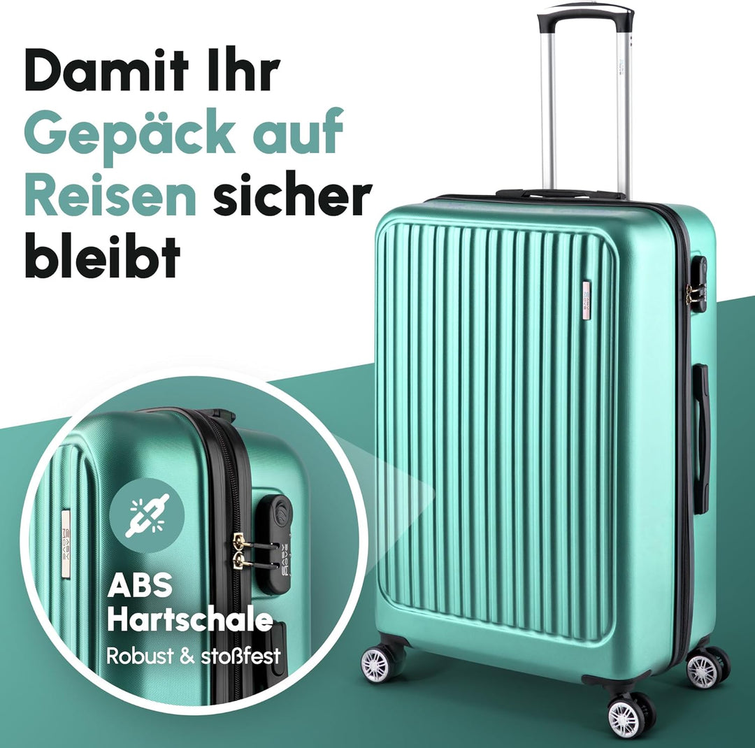 Easy Move ABS Hartschalenkoffer [ERGONOMISCH & SICHER] - Grosser Trolley Koffer mit 360° Rädern, Zah