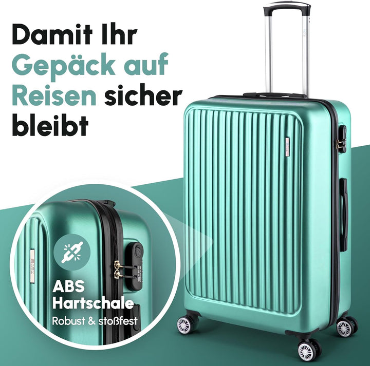 Easy Move ABS Hartschalenkoffer [ERGONOMISCH & SICHER] - Grosser Trolley Koffer mit 360° Rädern, Zah