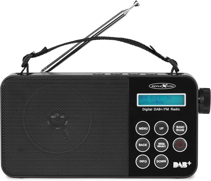Reflexion TRA2350DAB+ Tragbares UKW Radio mit DAB/DAB+ (8Watt) Displayanzeige, Netz- und Batteriebet