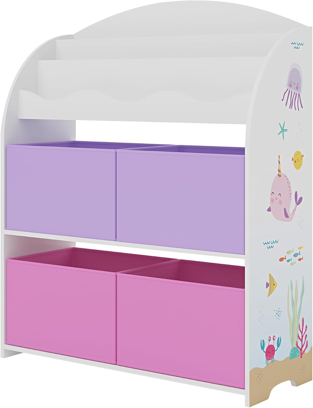 [en.casa] Kinder Bücherregal Orust Kinderregal mit Ozean Motiv Aufbewahrung 97,5 x 82,5 x 29,5 cm Ki