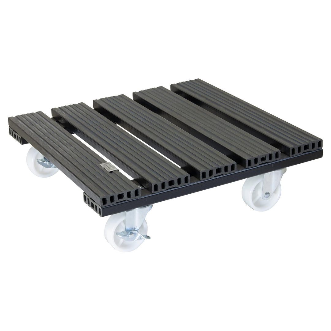 Wagner Pflanzenroller WPC 38,5 x 38,5 x 11 cm I Blumenroller für Aussenbereich + Innenbereich I Kübe