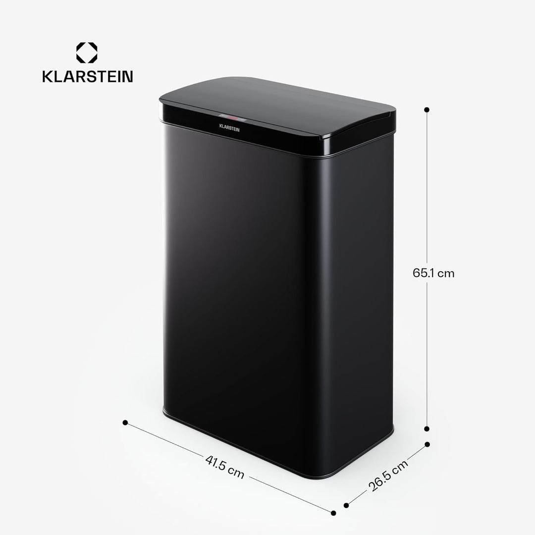 Klarstein Sensor-Mülleimer 60L - berührungslos mit Bewegungssensor & Soft-Close, Edelstahl, Mattschw