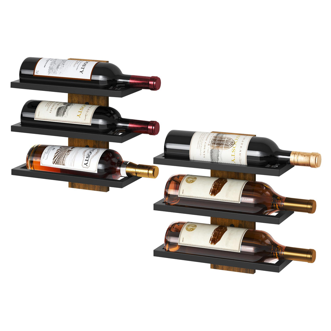 FAVOOSTY Weinregal Wand, Flaschenhalter, Flaschenregal mit 3 Ebenen, Metall Weinregal Hängend Weinfl