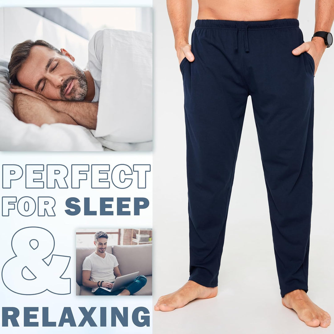 CityComfort Herren Schlafanzughose Lang mit Seitentaschen & elastischem Bund, 2er Pack M Bund mit Ko