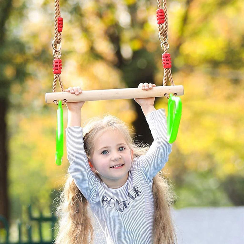 Multifunktions Kinderholz Trapeze Schaukel mit Kunststoffringen Turnringe Ringe zum Aufhängen belast