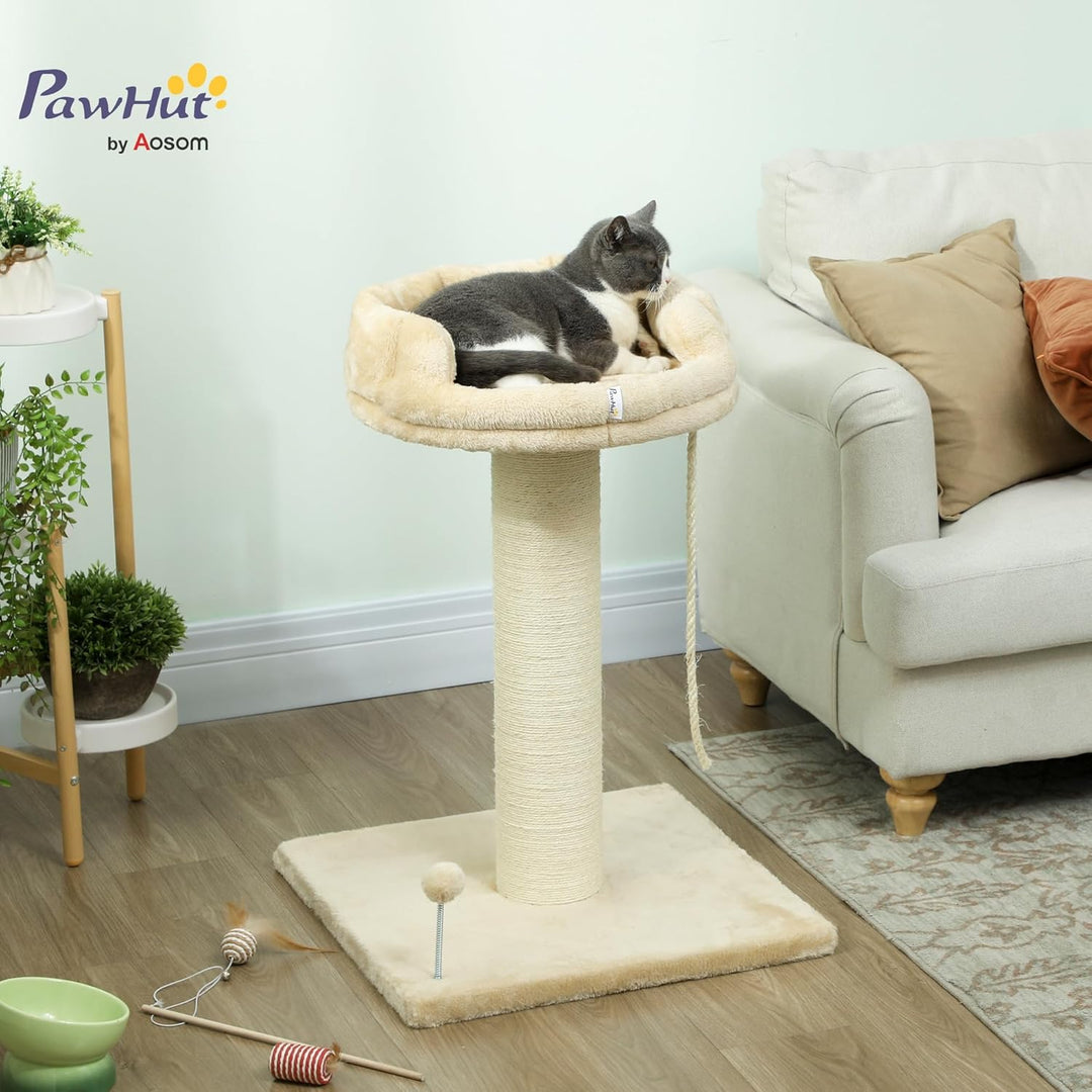 PawHut Kratzbaum 83 cm Katzenturm mit Sisalstämme, Plattform,Sisalseil, Kletterbaum Katzenkratzbaum