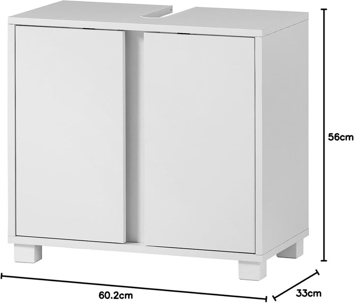 Schildmeyer Waschbeckenunterschrank Dex, Holzwerkstoff, weiss matt, 60,2 x 33 x 56 cm