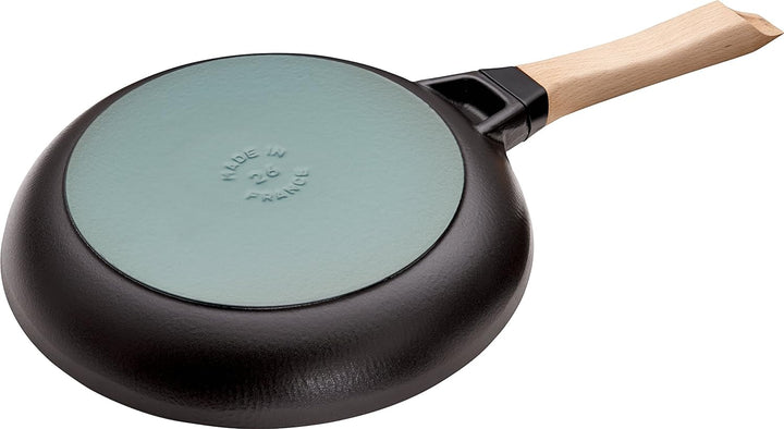 STAUB Gusseisen Pfanne mit Holzgriff, 26 cm, Induktionsgeeignet, Schwarz, 26 cm