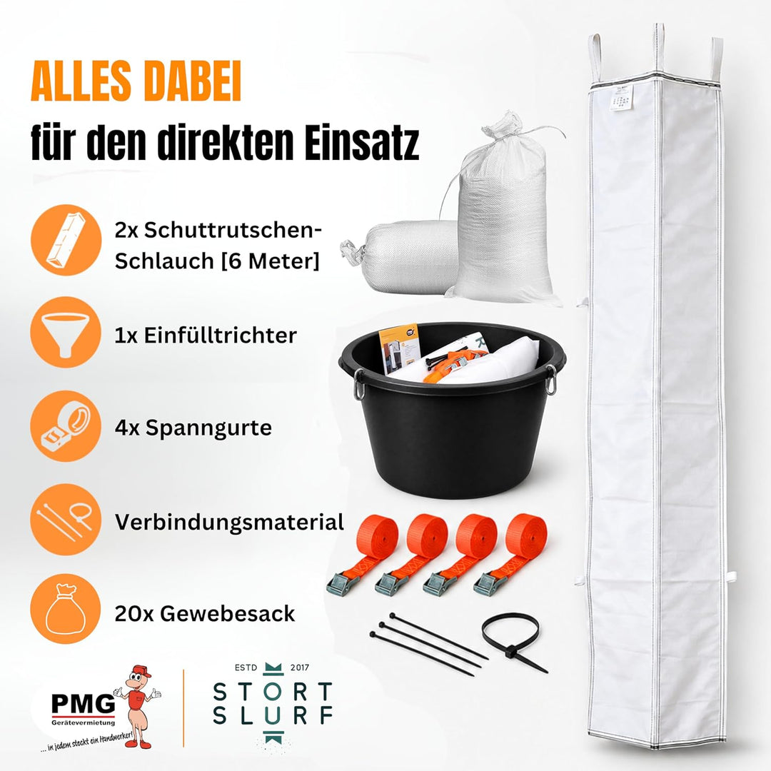 Schuttrutsche 6m | flexible 2X 3 Meter Schlauch, hohe Stabilität, einfache Installation | Bauschuttr