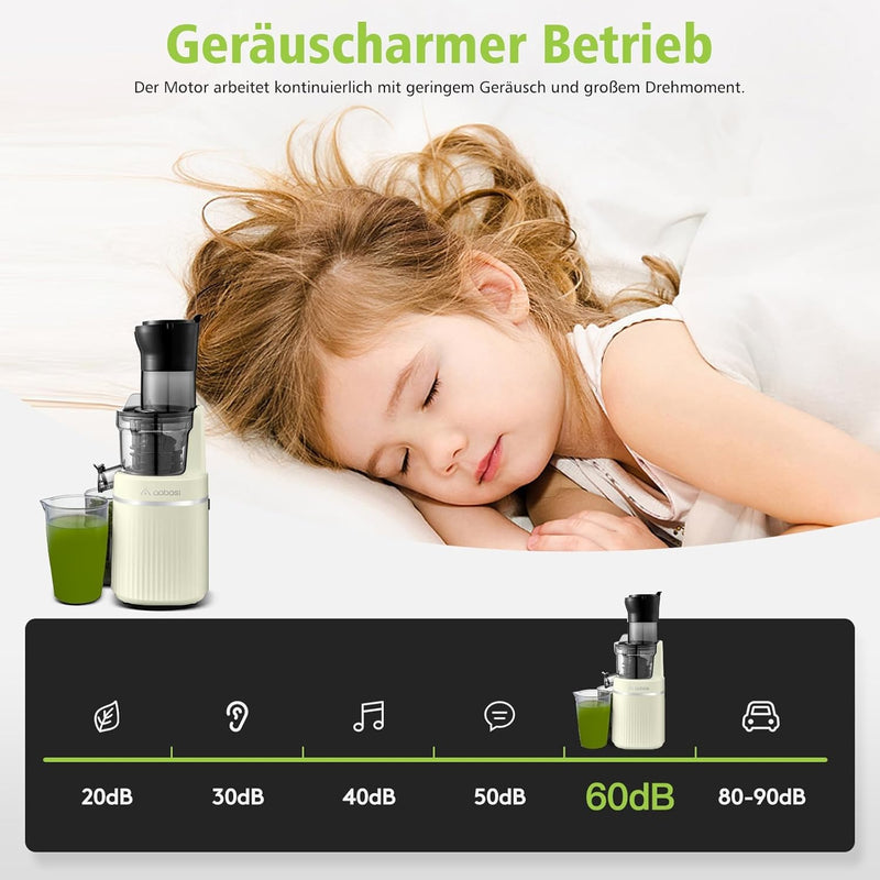 Aobosi Entsafter Slow Juicer Für Ganze Obst und Gemüse & BPA-Frei, Saftpresse Elektrisch Mit 80-mm Ö