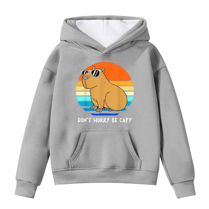 Kapuzenpullover für Mädchen mit Capybara Druck Langarm Hoodie mit Tasche Bequemer Winterstyle für Te