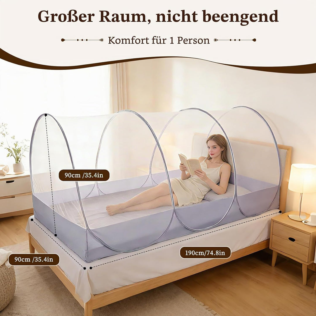 Pop-up Moskitonetz, 190 x 90 x 90cm Ultraleichtes Faltbares Moskitonetz für Outdoor Indoor, Gross Tr