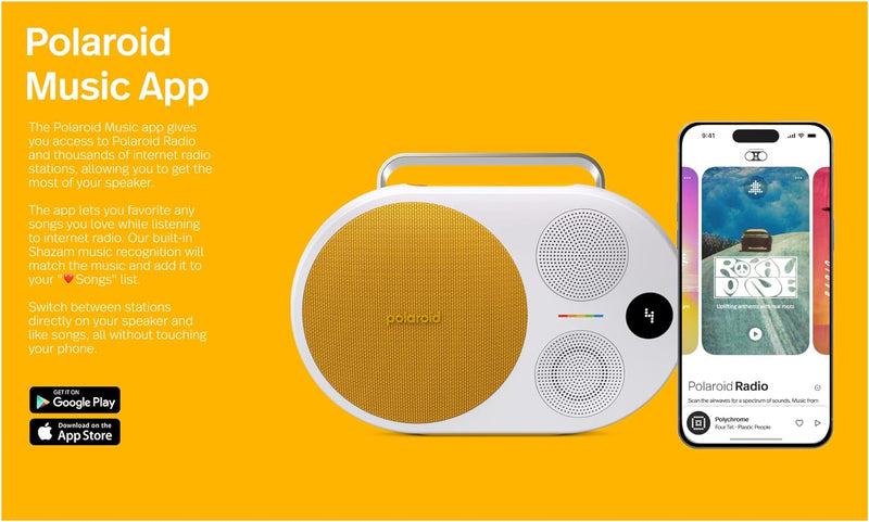 Polaroid P4 Music Player (Yellow) – Powerful Large Room Wireless Bluetooth Speaker Rechargeable with