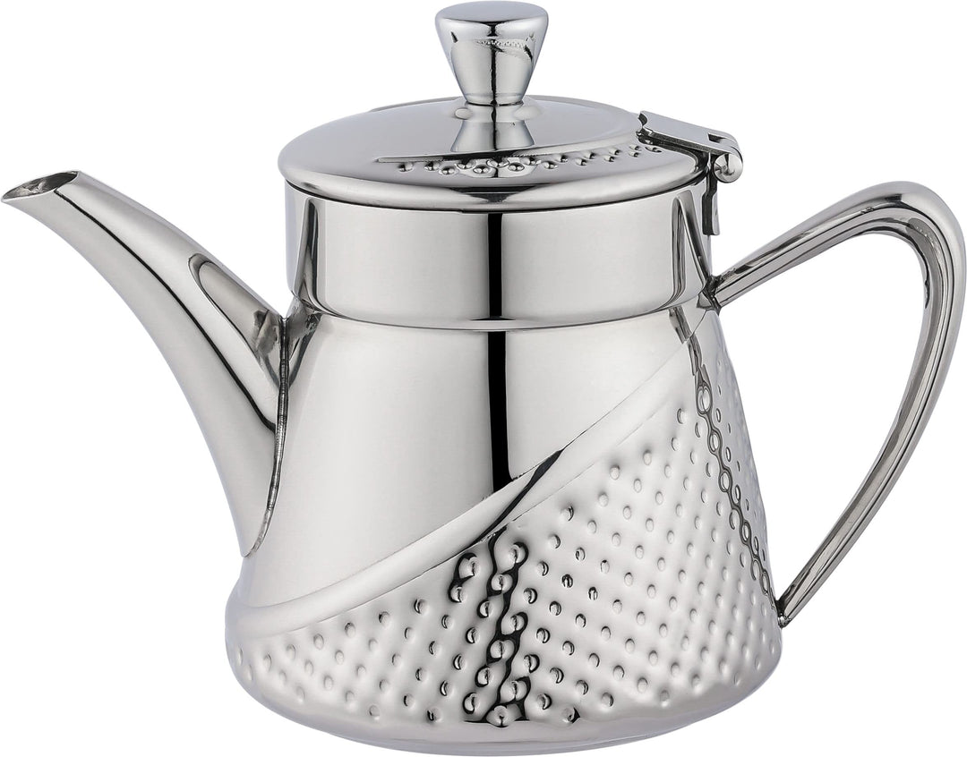 Café Olé Arabica Teekanne, Gehämmert, 24oz, 700ml, 18/10 Edelstahl, Cool Touch Griff und Knopf, Spie