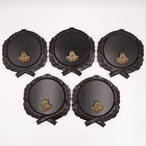 GTK Set 5 Stück Keilerschilder geschnitzt dunkel AF 17,5 cm mit 5 Stück Eichenlaub Deckblatt klein K