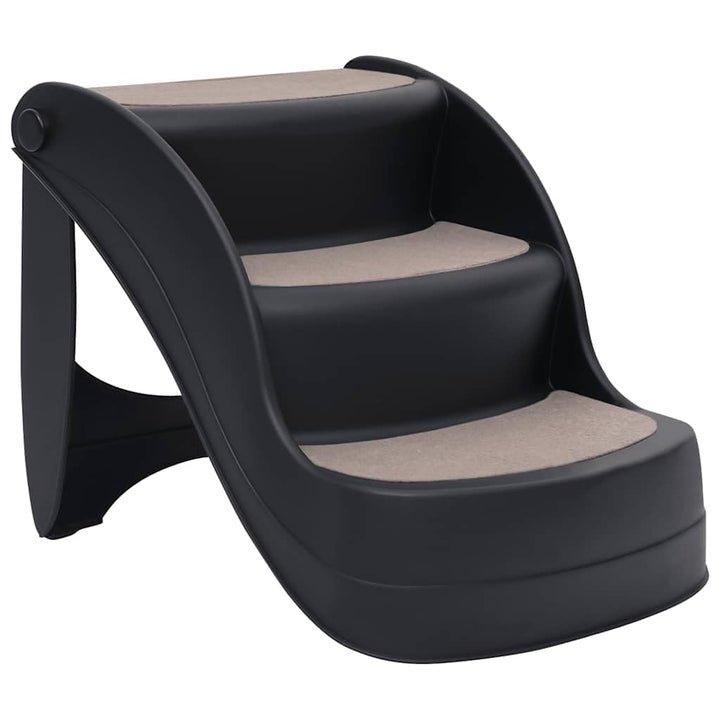 vidaXL Hundetreppe mit 3 Stufen Klappbar Schwarz, Schwarz