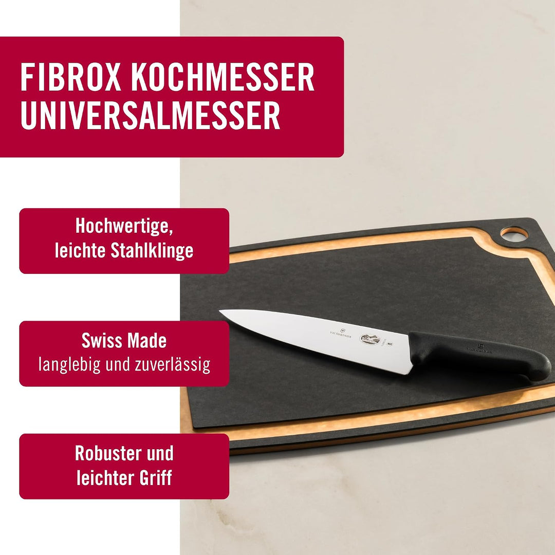 Victorinox Fibrox Kochmesser, Breites Universalmesser für Fleisch, Fisch, Gemüse und Kräuter, 20 cm,