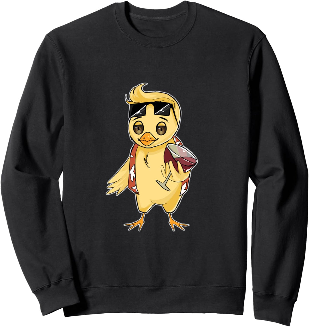 Schnaps Wein Lustig Wein trinkendes Huhn Sweatshirt