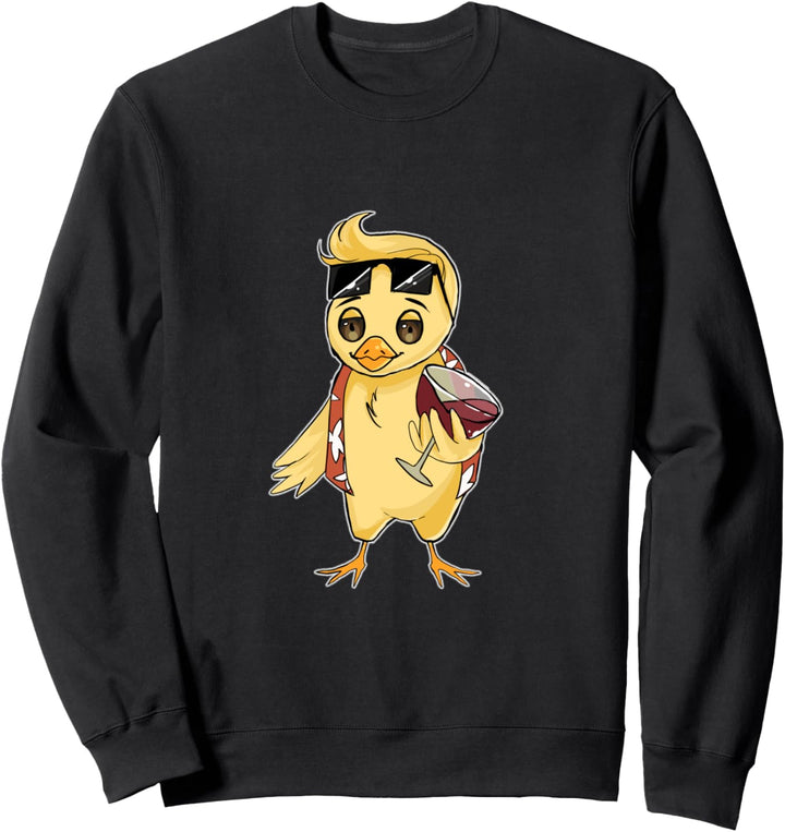 Schnaps Wein Lustig Wein trinkendes Huhn Sweatshirt