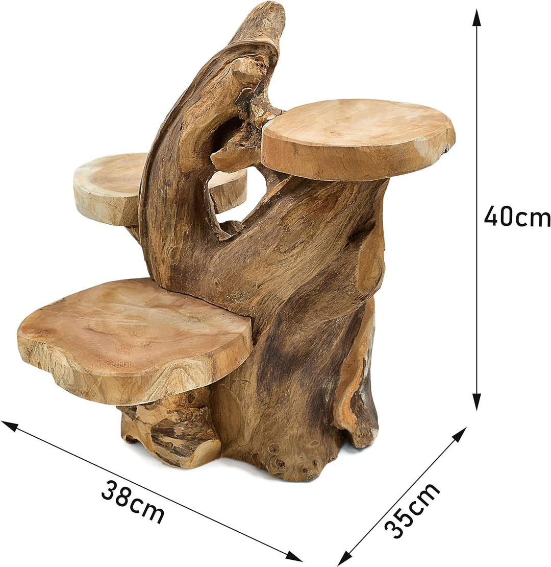 Möbelbörse Teak Blumenständer mit 3 Ablagen Blumenpodest Pflanzentreppe Blumenregal Ständer Blumenho
