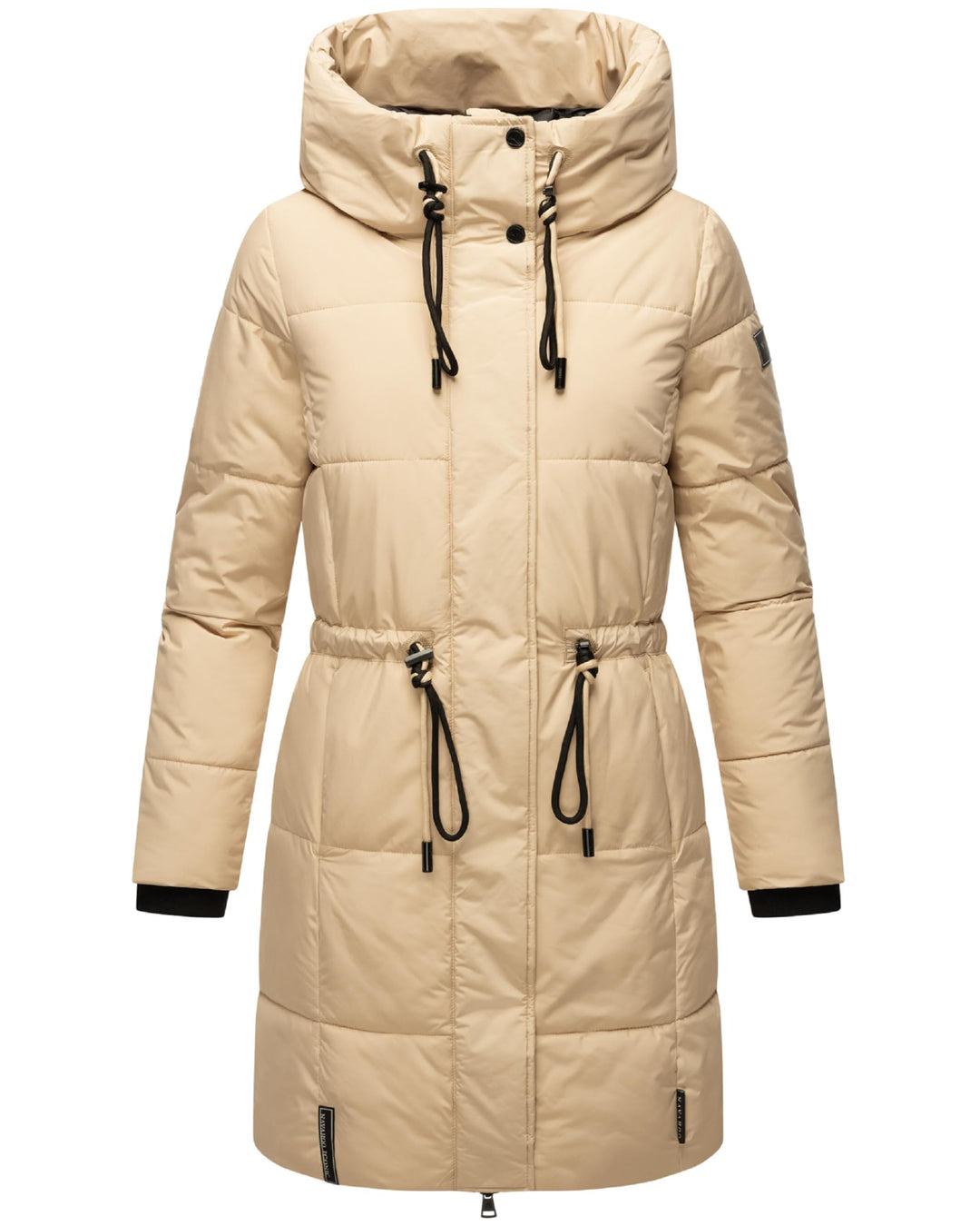 Navahoo Damen Wintermantel kurzer Steppmantel mit Kapuze Zuckertatze XIV XS-XXL S Beige, S Beige