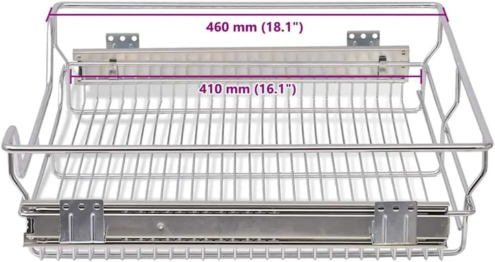 vidaXL 2X Einbauschublade 60cm Teleskopschublade Korbauszug Küchenschrank 600 mm, 600 mm
