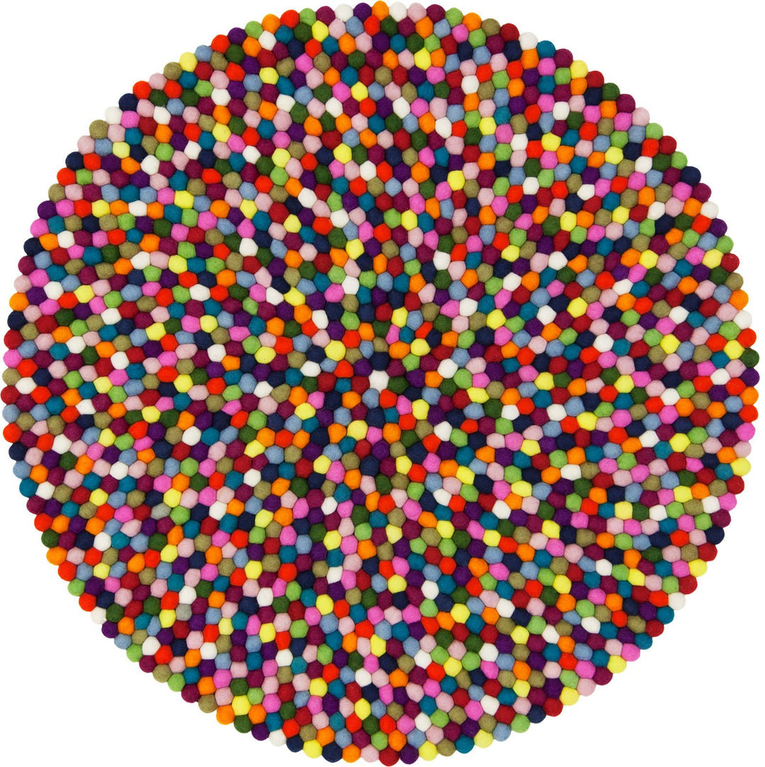myfelt Filzkugelteppich Lotte - Ø 90 cm, ideal für Schlaf-, Wohn-, Kinderzimmer, Flur & Bad Ø 90 cm