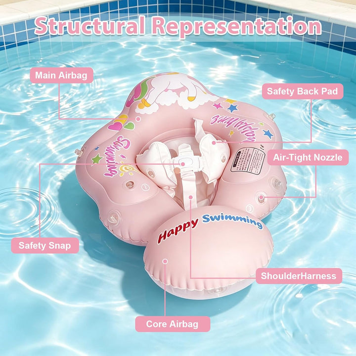MeYuxg Baby Schwimmring mit Sonnendach,Niedliches Schwimmring Baby Float mit Sicherheitssitz und Luf