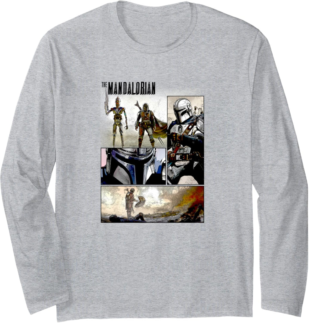 Star Wars Manalorian Comic Panel Langarmshirt