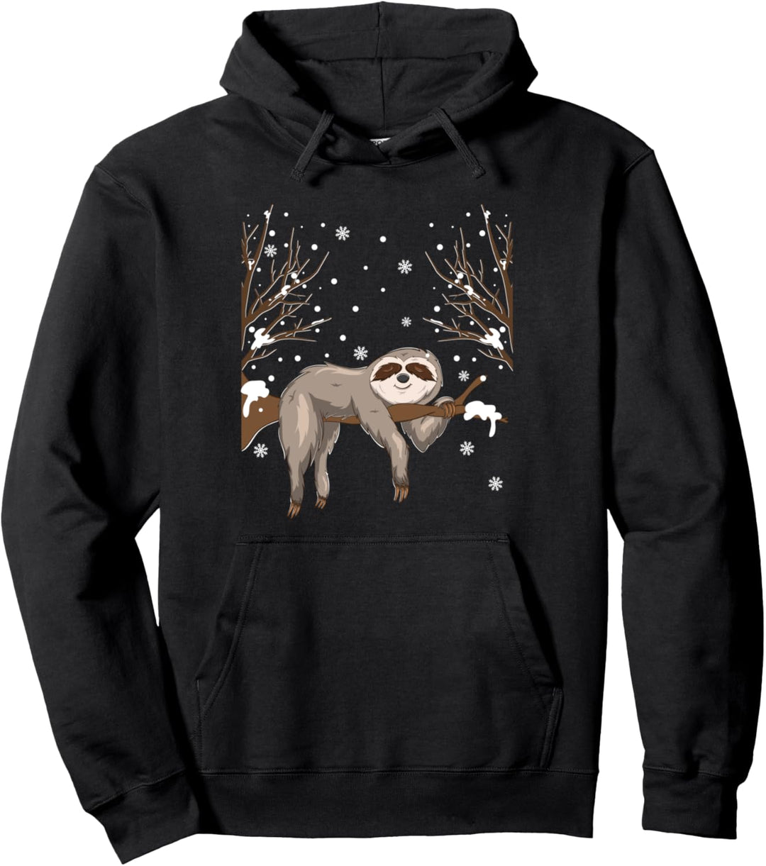 Winter Tiermotiv Weihnachten Geschenk Schlafendes Faultier Pullover Hoodie