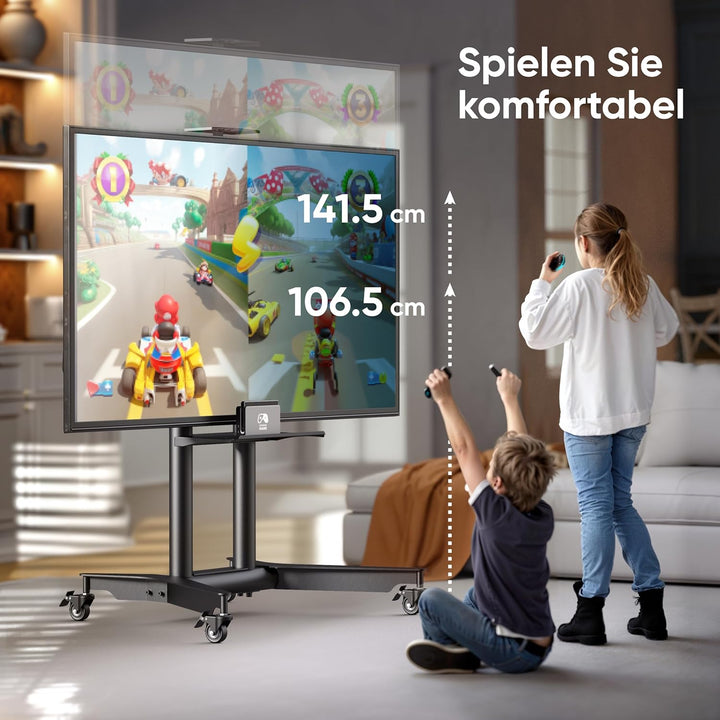 ONKRON TV Ständer rollbar für 32-75 Zoll TV bis zu 60 kg, Fernsehständer höhenverstellbar 200x200-60