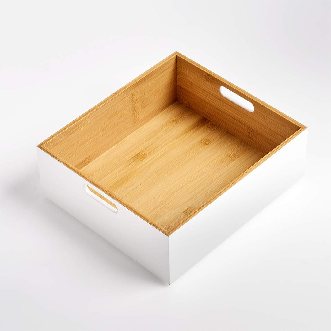 ZELLER PRESENT SCHÖNER LEBEN. PRAKTISCH WOHNEN. Aufbewahrungskiste, Bamboo, weiss ca. 30 x 27 x 10,5