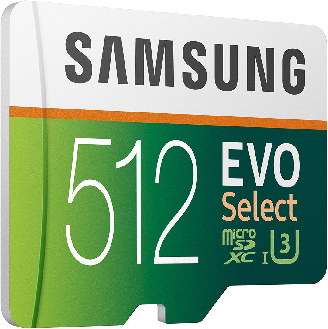 Samsung EVO Select microSD-Karte, 512 GB, 100 MB/s und 90 MB/s, Speicherkarte für Full HD & 4K UHD,
