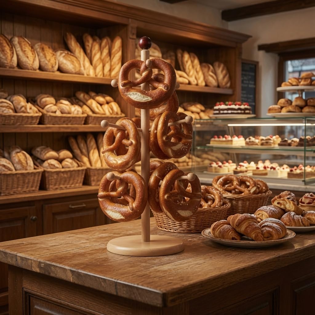 Bütic Holz Brezelbaum, Brezelständer, Gebäckständer aus Buche 6-armig, Artikel:Höhe 50cm, Höhe 50cm