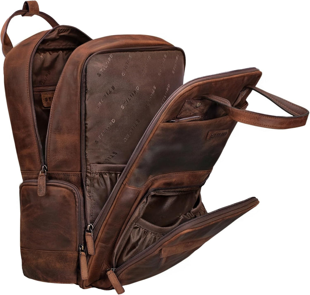 STILORD 'Fiena' Leder Wickelrucksack Gross Damen - grosser Babyrucksack & Windelrucksack - elegante