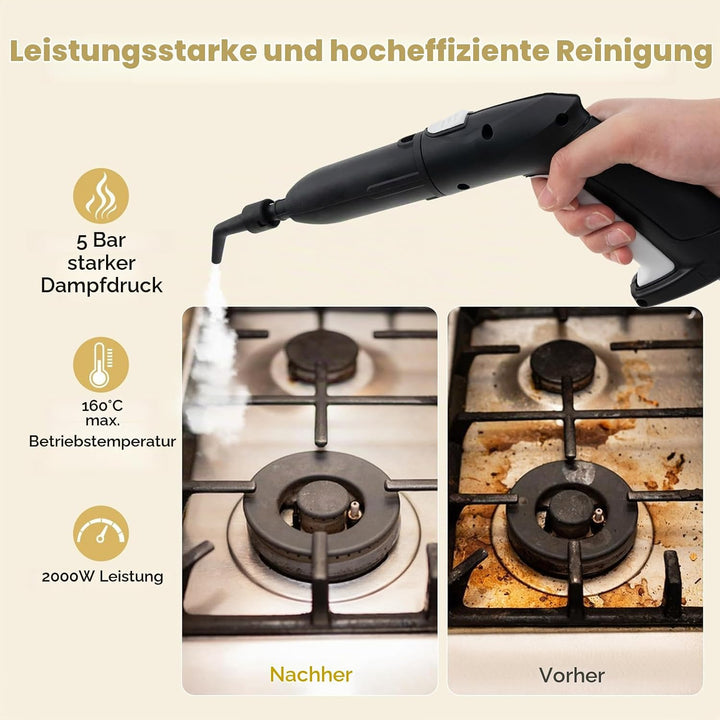 FANTASK Dampfreiniger 2000W, Dampfdruck: max. 5 bar, Flächenleistung: 108 m², Temperatur: bis zu 160
