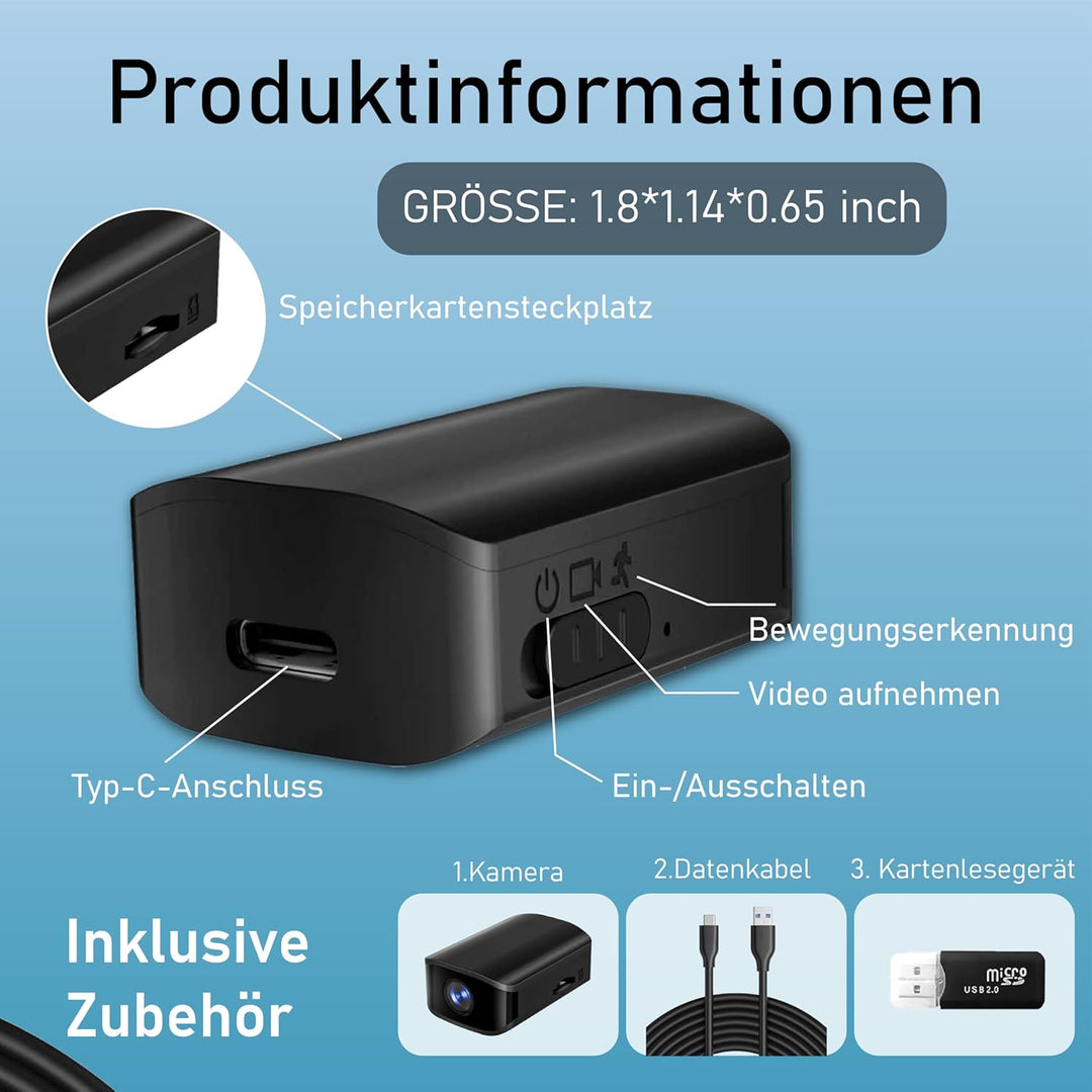 Mini-Hauskamera, 1080P HD Innen-Sicherheitskamera, Überwachungskamera für Kinder und Haustiere, mit