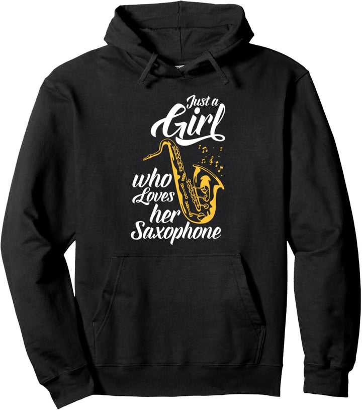 Nur Ein Mädchen Das Ihr Saxophon Liebt Lustiges Saxophon Pullover Hoodie