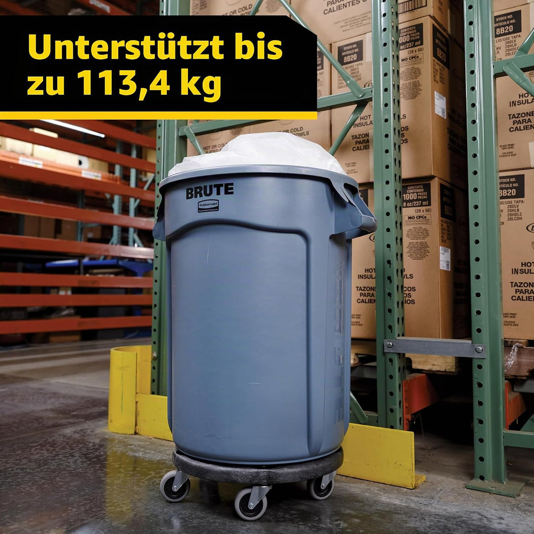 Rubbermaid Commercial Products BRUTE Trash Can Dolly - Black Passend für alle runden Brute-Behälter