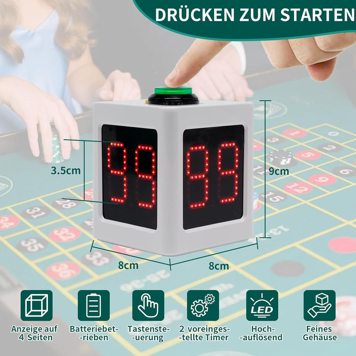 Poker Shot Clock, Sekunden-Countdown-Timer für Poker/Casino/Schachturniere, 20/30 Sekunden und benut