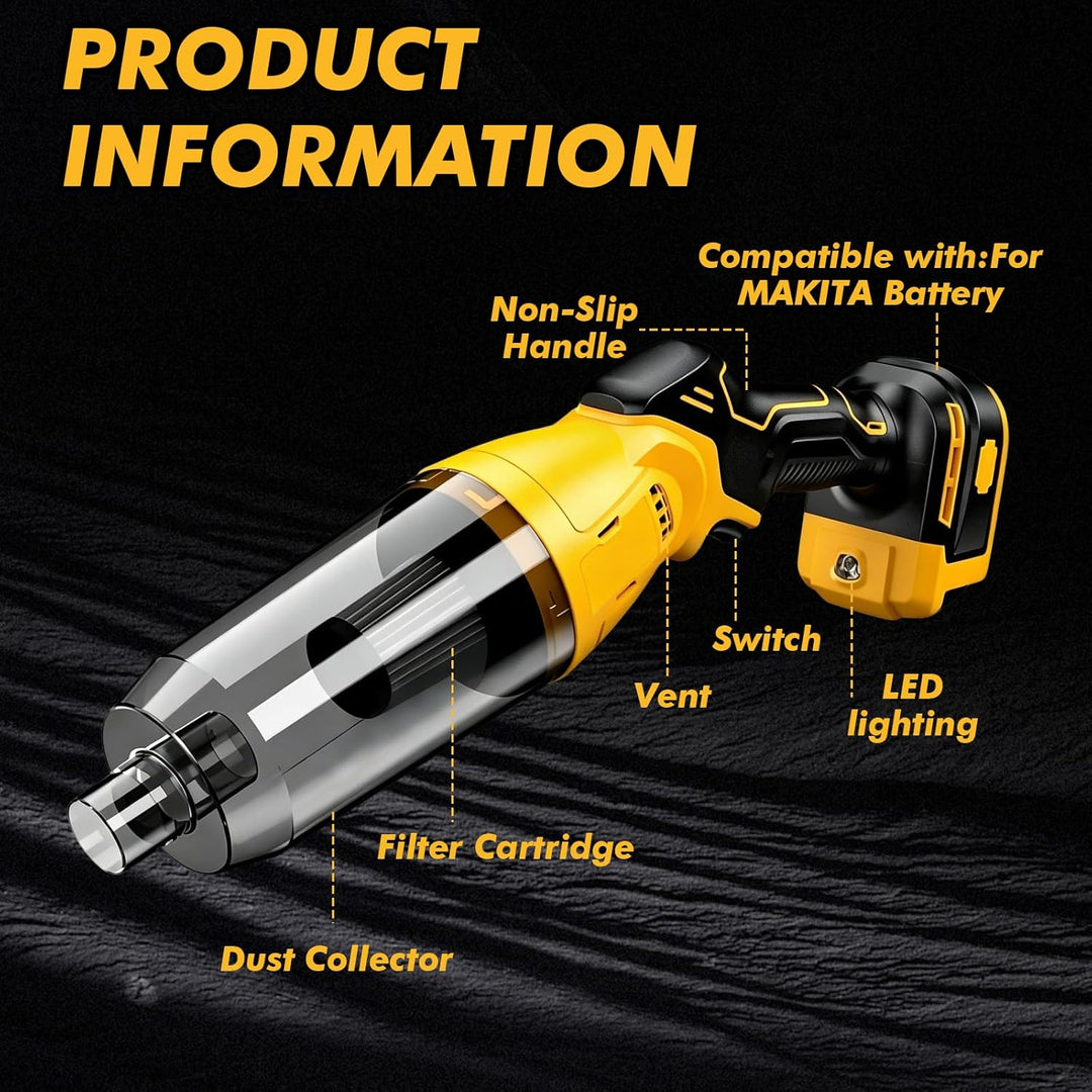 Akku Staubsauger kompatibel mit Dewalt 18V 20V, 22000Pa Tragbar Handstaubsauger mit 4 Düsen und 600m
