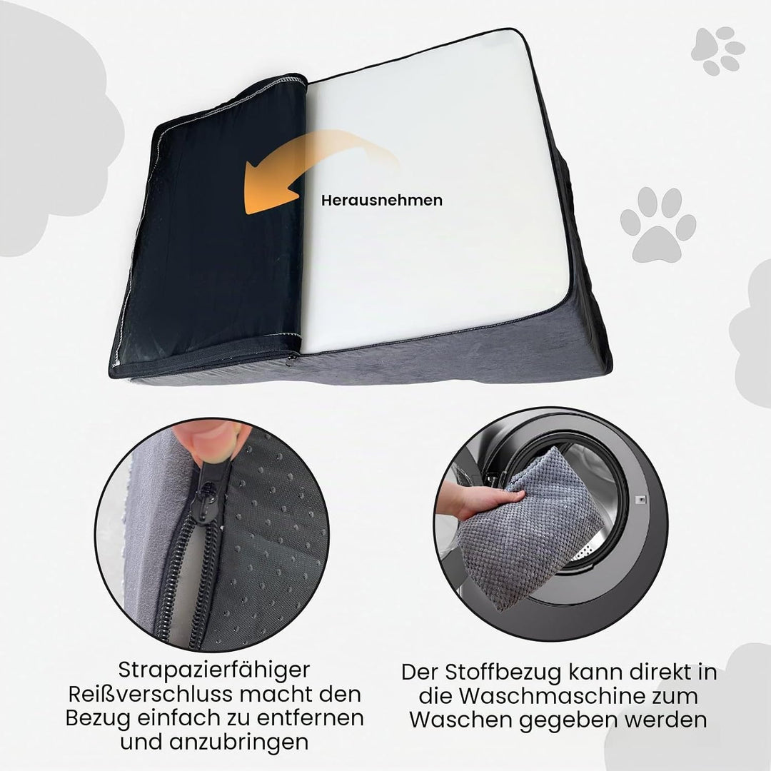 Haustiertreppe für kleine Hunde und Katzen, komfortables geschwungenes Design mit wasserdichter Abde