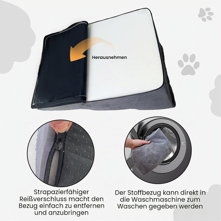 Haustiertreppe für kleine Hunde und Katzen, komfortables geschwungenes Design mit wasserdichter Abde