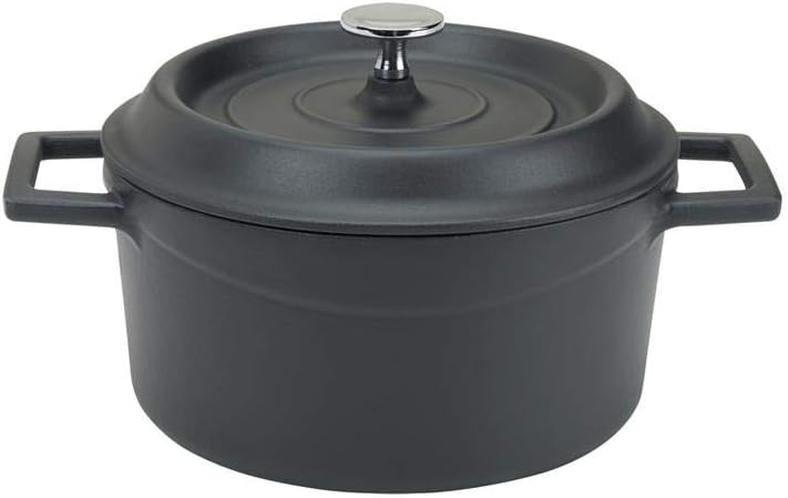 Pentole Agnelli COGHSRP10420M Topf mit Griffen und Deckel, Gusseisen, Mattschwarz, 2,6 l 2.6 litri M