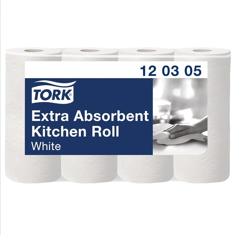 Tork Extra Saugfähige Küchenrolle Weiss, Premium, 3-lagig, 48 × 12,2 m, 120305 1 Karton = 48 Rollen