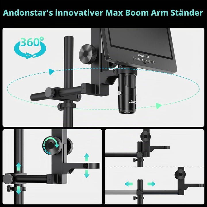 Andonstar AD249S-Max Digitales Mikroskop mit 3 Linsen, mit Max-Ständer