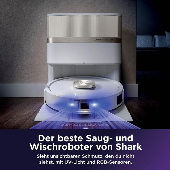 Shark PowerDetect UV Reveal Saug- &amp; Wischroboter, StainDetect, DirtDetect | selbstentleerende Ladest