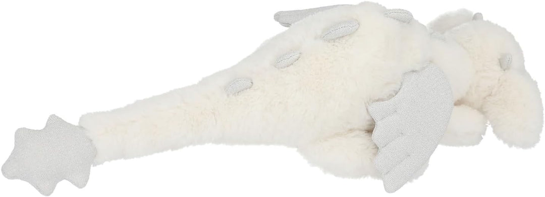 Depesche 13864 Snukis - Kuscheltier Drache in Weiss, mit weichem Fell und Silber Glitzer-Augen, ca.