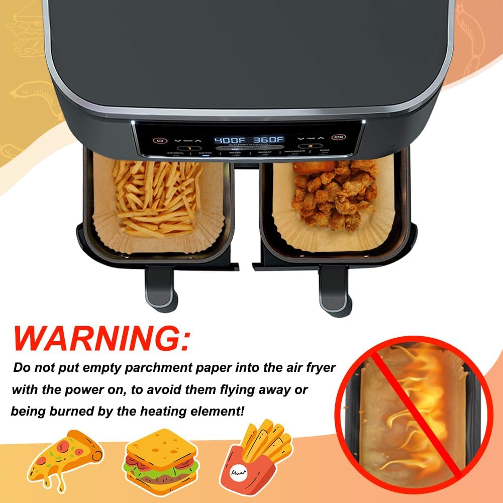 200PCS Backpapier für Heissluftfritteuse, Air Fryer Zubehör für Ninja SL400EU/AF400EU/AF451EU Foodi