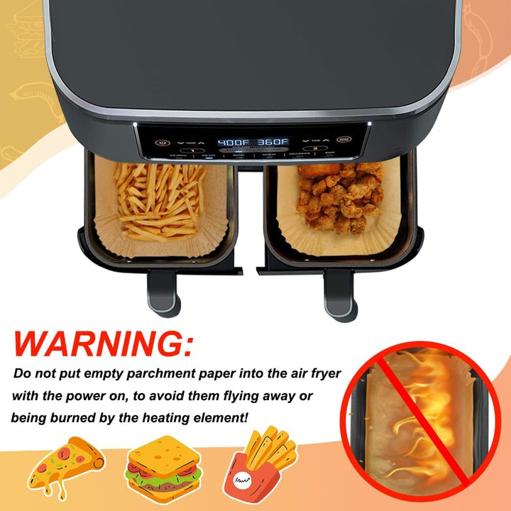 200PCS Backpapier für Heissluftfritteuse, Air Fryer Zubehör für Ninja SL400EU/AF400EU/AF451EU Foodi